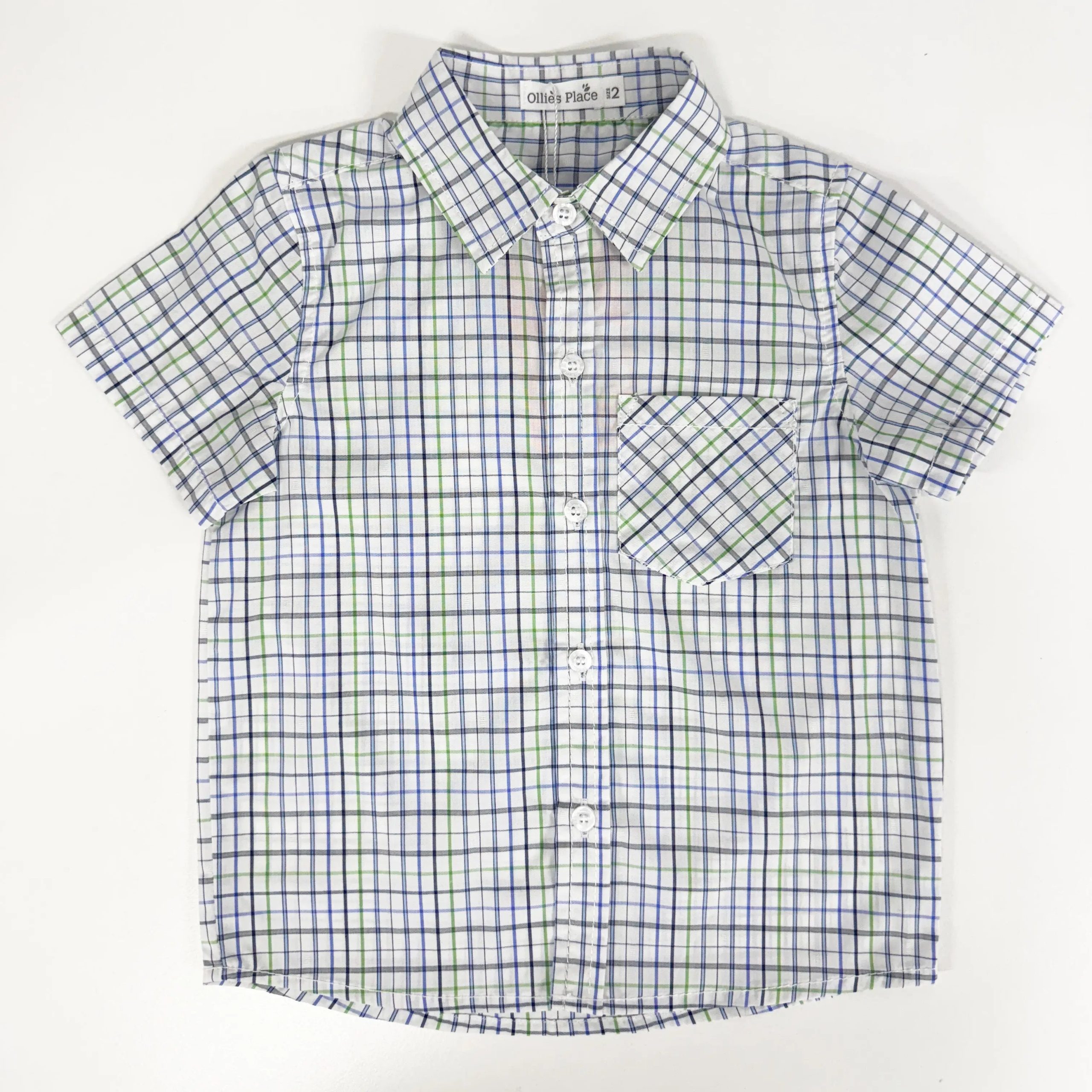 Thin Blue Check Collared Shirt