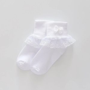 White Lace Socks With  Bow